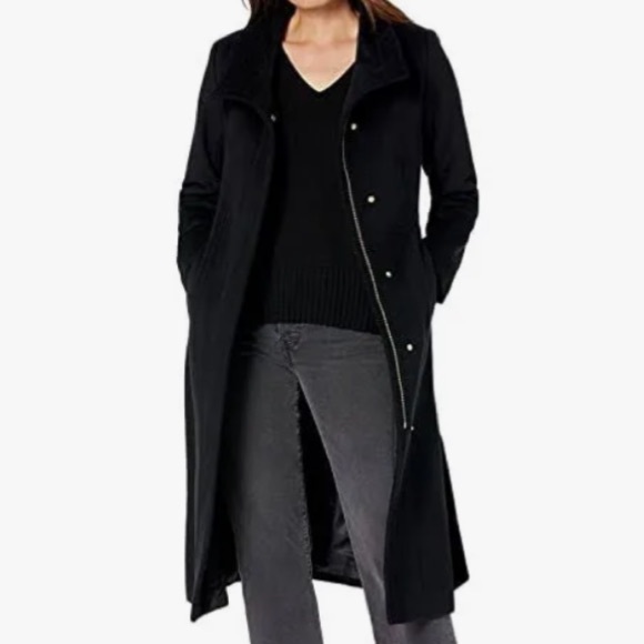 NWT Cole Hann Women’s Signature Slick Belted Long Wool Blend Coat Size 12. - Picture 4 of 13